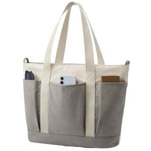 Bolsa de mano con tres bolsillos externos, bolsa de compras reutilizable de poliéster, cierre con cremallera superior, artículos esenciales para el día a día - Product Image 2