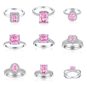 Atacado de Fábrica de Joias em Prata Esterlina 925: Anel de Noivado com Zircônia Cúbica Rosa Lapidação Pera Banhado a Ródio - Product Image 3