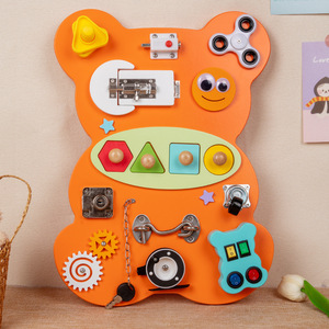 Oso de madera Montessori para bebé, tablero de dibujo ocupado de doble cara, juguetes educativos de aprendizaje inquieto para niñas con autismo - Product Image 1
