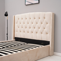 Vente en gros usine : Lits modernes en cuir et en tissu velours, tailles King et Queen (150x200), avec cadre de lit rembourré et rangement