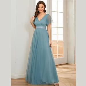 فستان وصيفة العروس الكوري الكلاسيكي الأنيق من الجورجيت بتصميم نحيف على شكل حرف A لحفلات الزفاف في الخريف للنساء ذوات المقاسات الكبيرة قابل للغسل - Product Image 4