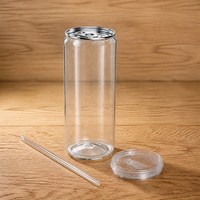 Bouteille transparente en PET de 650 ml à large ouverture, récipient en plastique avec bouchon à vis en aluminium, adaptée aux boissons
