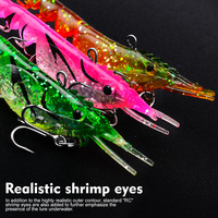 Nouvelles leurres de pêche souples multi-articulées en forme de crevettes segmentées multicolores de 10,3 cm et 11,2 g avec hameçon triple renforcé et feuille de paillettes