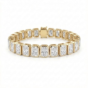 กำไลข้อมือเพชรเทนนิสทรงเรเดียนท์แบบฝังขอบ  ทอง 9k 14k 18k น้ำหนัก 29.00 กะรัต - Product Image 3