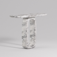 Table console en marbre Dream Home Hollow Loop Base, plateau ovale incurvé, meuble moderne pour entrée en pierre