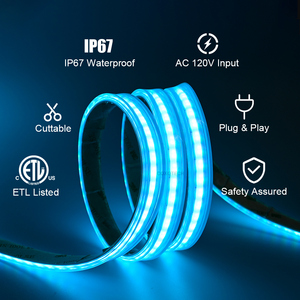 <span class=keywords><strong>Bande</strong></span> LED COB <span class=keywords><strong>RGB</strong></span> COXO ETL haute tension 120V 110V, protection IP65 IP67, sans driver, en silicone, pour éclairage paysager extérieur - Product Image 4