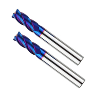 Fraise à queue en carbure bleu massif pour machine CNC, outils à main pour le métal HRC45 55 60 70, fraises à face carrée