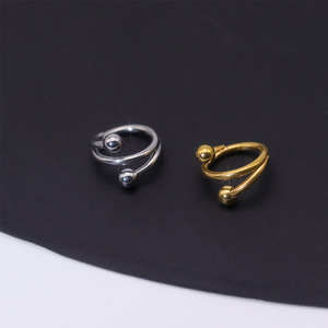 Stainless Steel <b>Nose</b> <b>Ring</b> Double Bead Design Golden And <b>Silver</b> Color For <b>Nose</b> Piercing Jewelry - Product Image 3