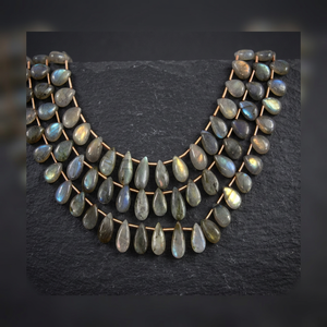 Natural <b>Labradorite</b> Stone Briolette Pear Drop Beads for Necklace Making Jewelry Supply - Product Image 3
