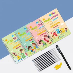 Cartes d'entraînement au contrôle du stylo <span class=keywords><strong>français</strong></span>-anglais, effaçables, à rainures, pour l'éducation précoce, cahier de pratique d'écriture magique à rainures - Product Image 1