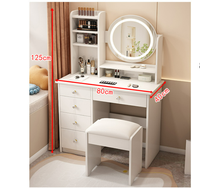 Grande coiffeuse à panneaux amovibles avec miroir, design minimaliste, table de maquillage pour chambre à coucher, en MDF