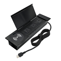 Enchufe de corriente de escritorio integrado empotrado oculto eléctrico Enchufe de aluminio negro para el lugar de trabajo Enchufe abatible