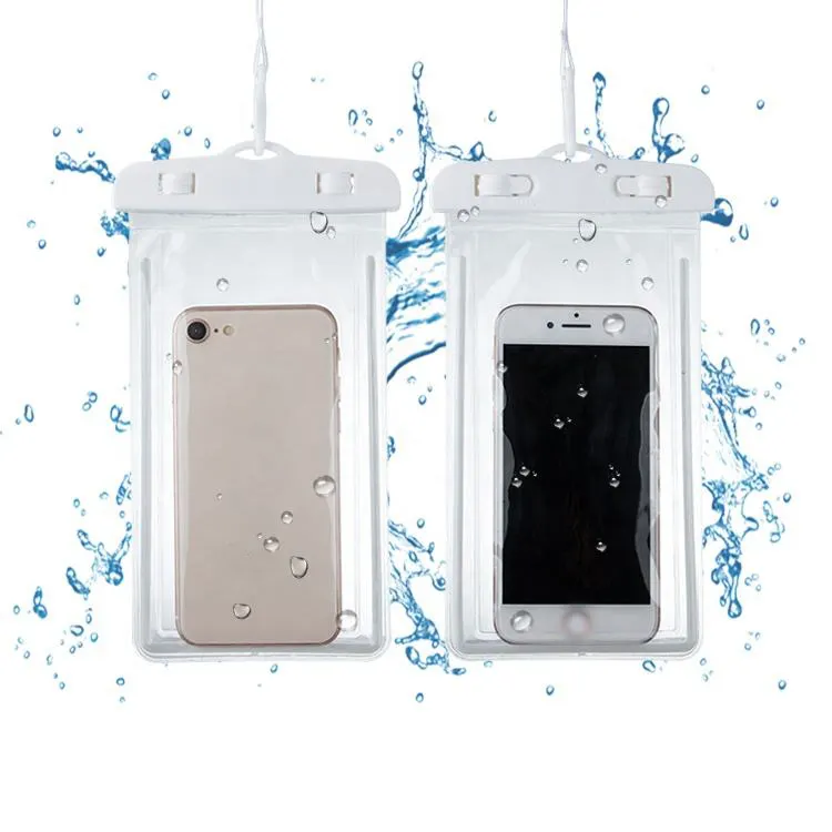 العالمي PVC ماء المحمول أكياس الهاتف لفون ل سامسونج واضح غطاء هاتف مضاد للماء