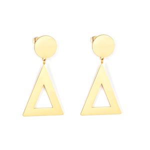 Pendientes de Moda con Patrón Geométrico, Combinación de Chapado en Oro de 18K y Acero Inoxidable, Pendientes Colgantes para Mujer - Product Image 4