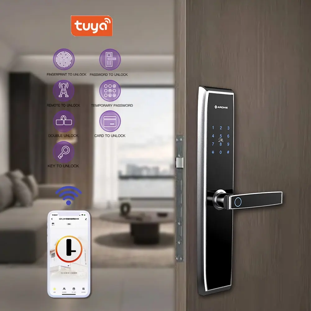 ARCHIE Tuya Wifi TTlock Khóa Cửa Thông Minh Bằng Kim Loại Điện Tử Vân Tay Inteligente