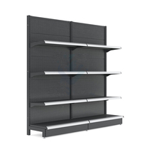 Étagère de supermarché de style Eupo, gondole d'affichage, haute qualité, blanc métallique, bleu foncé, acier OEM, rayonnage lourd, ensembles
