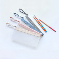 Étui à crayons transparent en PVC mignon avec logo personnalisé, pochette à crayons transparente en PVC avec fermeture éclair et poignée