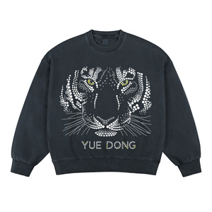 Oem produttore <span class=keywords><strong>Vintage</strong></span> pesante francese Terry Logo personalizzato cotone <span class=keywords><strong>oversize</strong></span> acido lavare felpe da uomo girocollo <span class=keywords><strong>felpa</strong></span> - Product Image 2