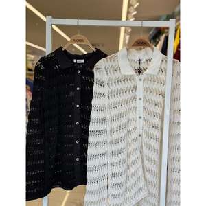 เสื้อคาร์ดิแกนถักสำหรับผู้หญิง แขนยาว ผ้าบาง สีเอครู สไตล์ลำลอง - Product Image 1