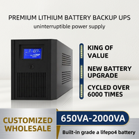 Fuente de Alimentación UPS Personalizada con Batería de Fosfato de Hierro y Litio de 2KVA para Oficina, Monitoreo, Respaldo de Computadora, Energía Ininterrumpida