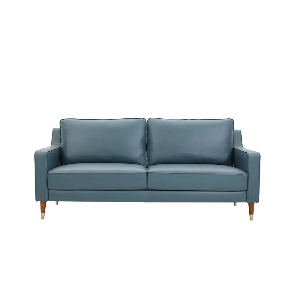Canapé élégant de haute qualité en tissu bleu amovible de style moderne de luxe léger avec accoudoirs et dossier en fer
