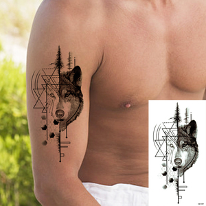 Tatuaje Temporal Impermeable Xqb de Manga Pequeña para Brazo, Diseño Corona Rey Rosa, <span class=keywords><strong>Lobo</strong></span> Salvaje, Tigre, para <span class=keywords><strong>Hombres</strong></span> - Product Image 2