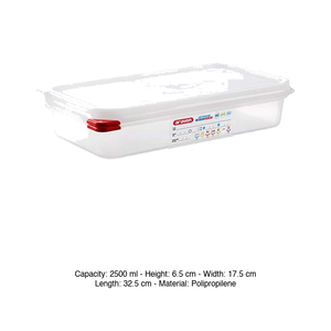 Bac alimentaire en polypropylène GN 1/3 32,5 × 17,5 × 6,5 h cm, avec couvercle, -40/+95 ° C Araven - Product Image 3