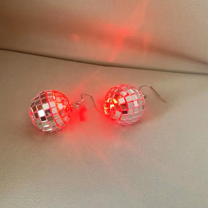 Flashing Blinking Dance Party Accessories Glowing up Decoration LED Disco Ball Earrings