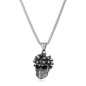Collar de acero inoxidable con colgante de calavera y virus de Yunnique, cadena de 60 cm, diseño geométrico de esqueleto, joyería de moda - Product Image 1