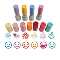 Fabrication de tampons personnalisés ronds HA 32 mm, 28 mm, 25 mm, couleurs pastel, tampon pré-encré, tampon flash avec logo personnalisé pour enseignant