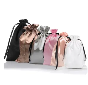 Customized Personalizadas Logo Waterproof Fabric Reusable Packaging Eco Bolsas Zapatos Cloth Bags Shoe Silk Drawstring Bag Pouch