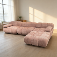 Canapé modulaire convertible en velours texturé à bulles, compressé et scellé sous vide, avec ottoman en forme de L et coussinages moelleux effet nuage