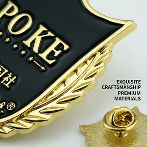 Épinglette en émail personnalisée, badge métallique en forme de bouclier, alliage de zinc plaqué or, <span class=keywords><strong>prix</strong></span> direct usine certifié pour les épinglettes de club et d'entreprise - Product Image 3