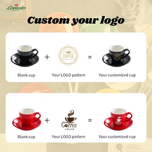 Set di <span class=keywords><strong>Tazze</strong></span> e Piattini in <span class=keywords><strong>Ceramica</strong></span> Colorata Personalizzata per Cappuccino, Caffè, Tè ed Espresso per Hotel e Uffici - Product Image 5