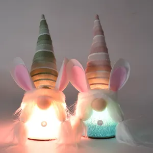 2024 Groothandel Schattige Verlichte Easter Led Bunny Gonk Gezichtsloze Lente Konijn Oren Kabouters Voor Woondecoratie