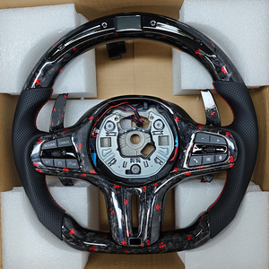 Volante LED in Carbonio Forgiato Rosso Personalizzato per <span class=keywords><strong>BMW</strong></span> <span class=keywords><strong>G11</strong></span> G20 G21 G22 G30 M2 G87 M3 G80 G81 M4 G42 G82 M5 F90 G05 G06 X3M F97 - Product Image 2