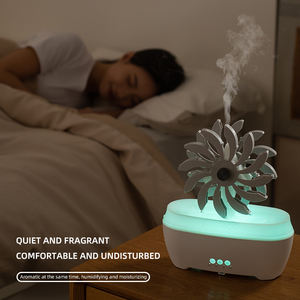 Diffuser Ultrasonik Kincir Angin Putar Pelembap Aromaterapi Kabut Dingin Lampu Malam Penggunaan Rumah Tangga Kapasitas >200mL USB/Type-C - Product Image 4