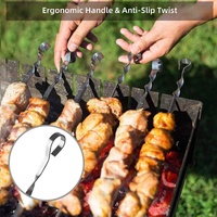 Brochettes plates en acier inoxydable épaissi NEWELL, brochettes en métal torsadées pour barbecue en plein air, camping, cuisson de viande
