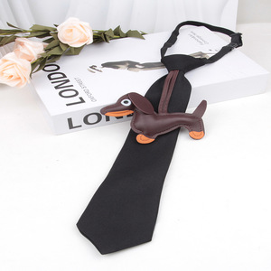 Corbata negra con diseño de perro Dachshund, fácil de usar, para hombres y mujeres, accesorio de moda, material de poliéster - Product Image 5