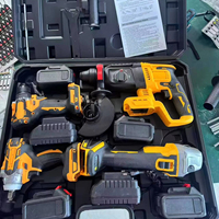 Offre Spéciale : Ensemble d'outils électriques sans fil 4 pièces à batterie lithium avec perceuse à percussion, clé à chocs et meuleuse d'angle