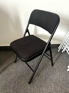 Chaise pliante en métal noir rembourrée en cuir pour événements extérieurs et bureaux, <span class=keywords><strong>prix</strong></span> de gros abordable - Product Image 5