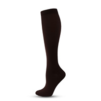Chaussettes de compression unisexe pour activités de plein air, course à pied et cyclisme, absorbant la transpiration, tissées, longues, couleur unie, avec manchette de mollet et semelle.