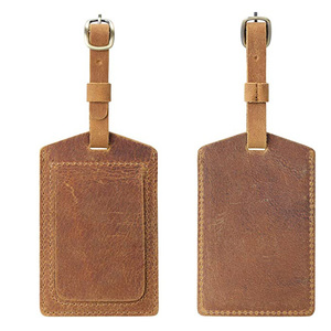 Étiquettes <span class=keywords><strong>de</strong></span> bagages en cuir véritable marron vintage, étiquettes personnalisées avec logo, étiquettes d'identification pour <span class=keywords><strong>sac</strong></span> <span class=keywords><strong>de</strong></span> <span class=keywords><strong>voyage</strong></span> - Product Image 1