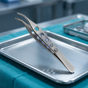 Pinzas Adson Brown Dentales Curvas con Orificios, Portaagujas Quirúrgico para Dedo Pulgar, Juego de Instrumentos de Acero Inoxidable CE Manual - Product Image 4