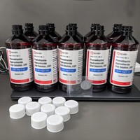 Bouteille vide de 473 ml (16 oz) pour sirop contre la toux Wockhardt Hi-tech, flacon de médicament en plastique avec bouchons rouges et écriture rouge