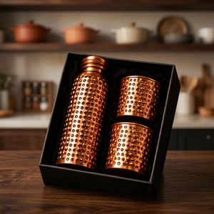 Juego de Botella y Tazas de Agua de Cobre Martillado a Mano con Caja de Regalo, Artículos de Bebida Portátiles de Lujo para Regalos Empresariales - Product Image 1