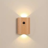 Détecteur de mouvement en bois veilleuse USB Rechargeable LED Induction magnétique applique murale chambre couloir escalier lumière