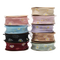 Arc en Satin coréen de haute qualité 4cm ruban de fil de queue de poisson marguerite florale Style pastoral frais pour les mariages Bouquets floraux de Noël