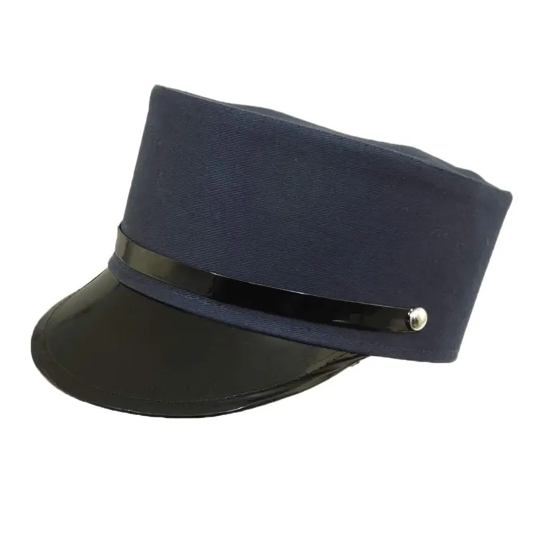 Cappello conduttore treno ingegnere blu Navy professionale con bordo in vinile nero