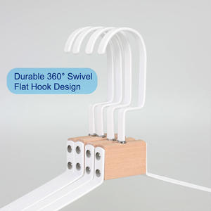 Neuheiten Natürlicher Buchenholz-Kleiderbügel mit Metallstange und Holz-Hosenstange - Product Image 3